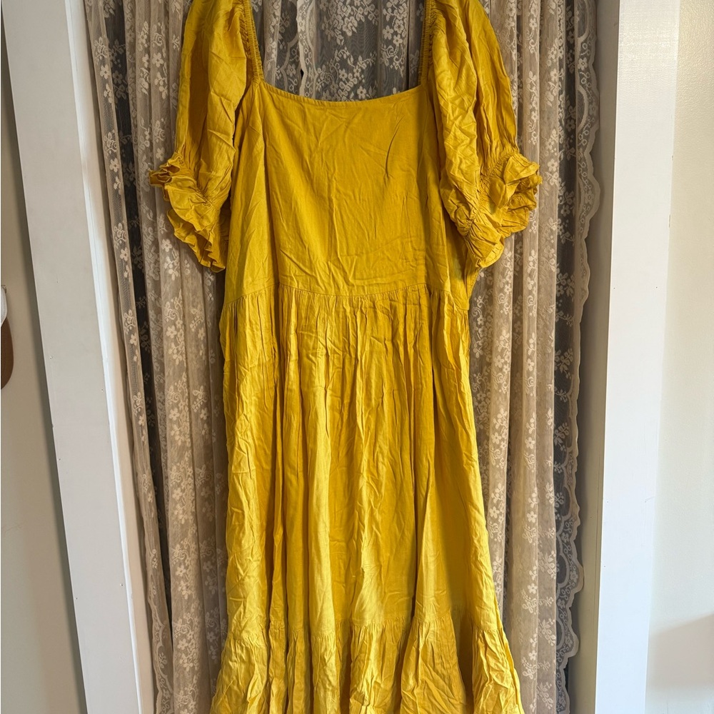 JessaKae Bright Yellow Puff Sleeve Maxi Dress